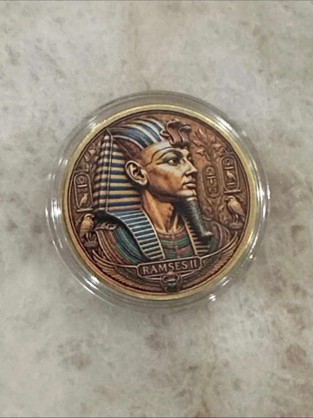 Ramses II Decorative Coin - Bronze and Blue